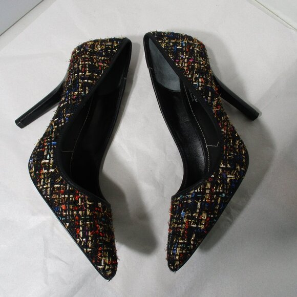Like New Charles David Frayed Tweed Colorful Classic High Heel Pumps Pointed Toe - Picture 12 of 13